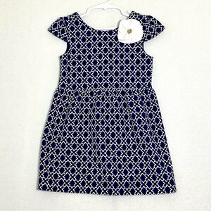 Janie and Jack Geo Ponte Dress Floral Accent Toddler Girl Size 4